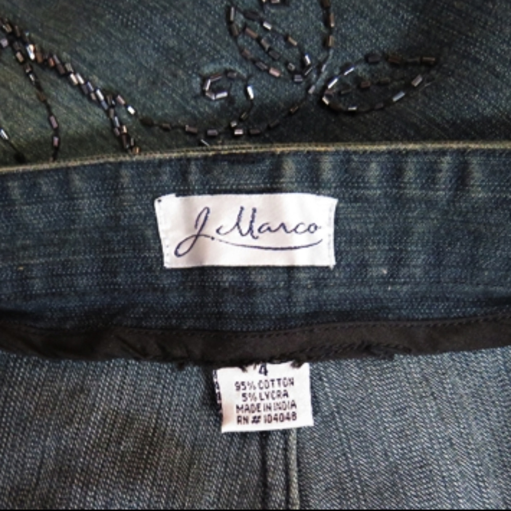 Sequined & Beaded J MARCO Denim Pants Jeans - Sz 4 - Picture 2 of 5